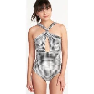 NEW Gingham Cut Out Open Monokini Swimsuit Small